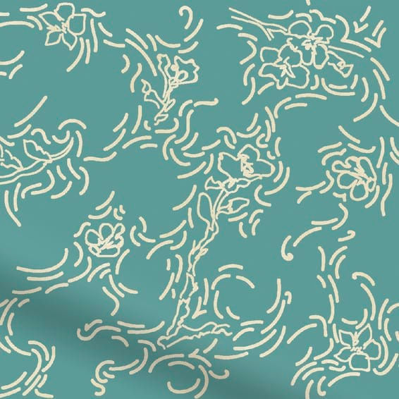 Amandelbloesem-Schets-Linnen-Turquoise